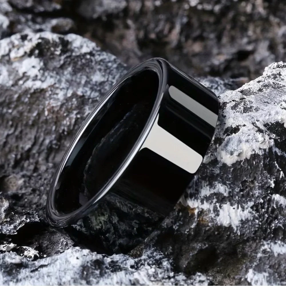 Black Tungsten Carbide Steel 6 mm Men’s or Women’s Unisex Wedding Band Ring
